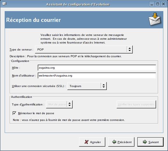 Type serveur et nom du serveur