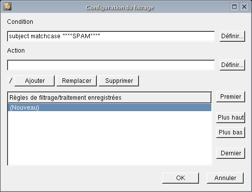 Configuration du filtrage