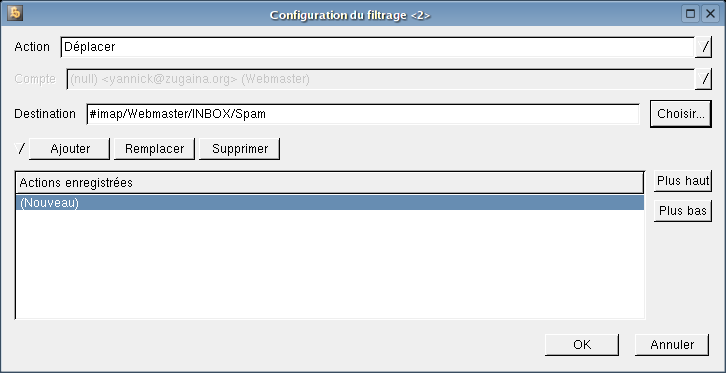 Configuration du filtrage